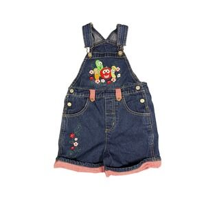 Vintage VeggieTales Kids Denim Overalls Size 5 Embroidered